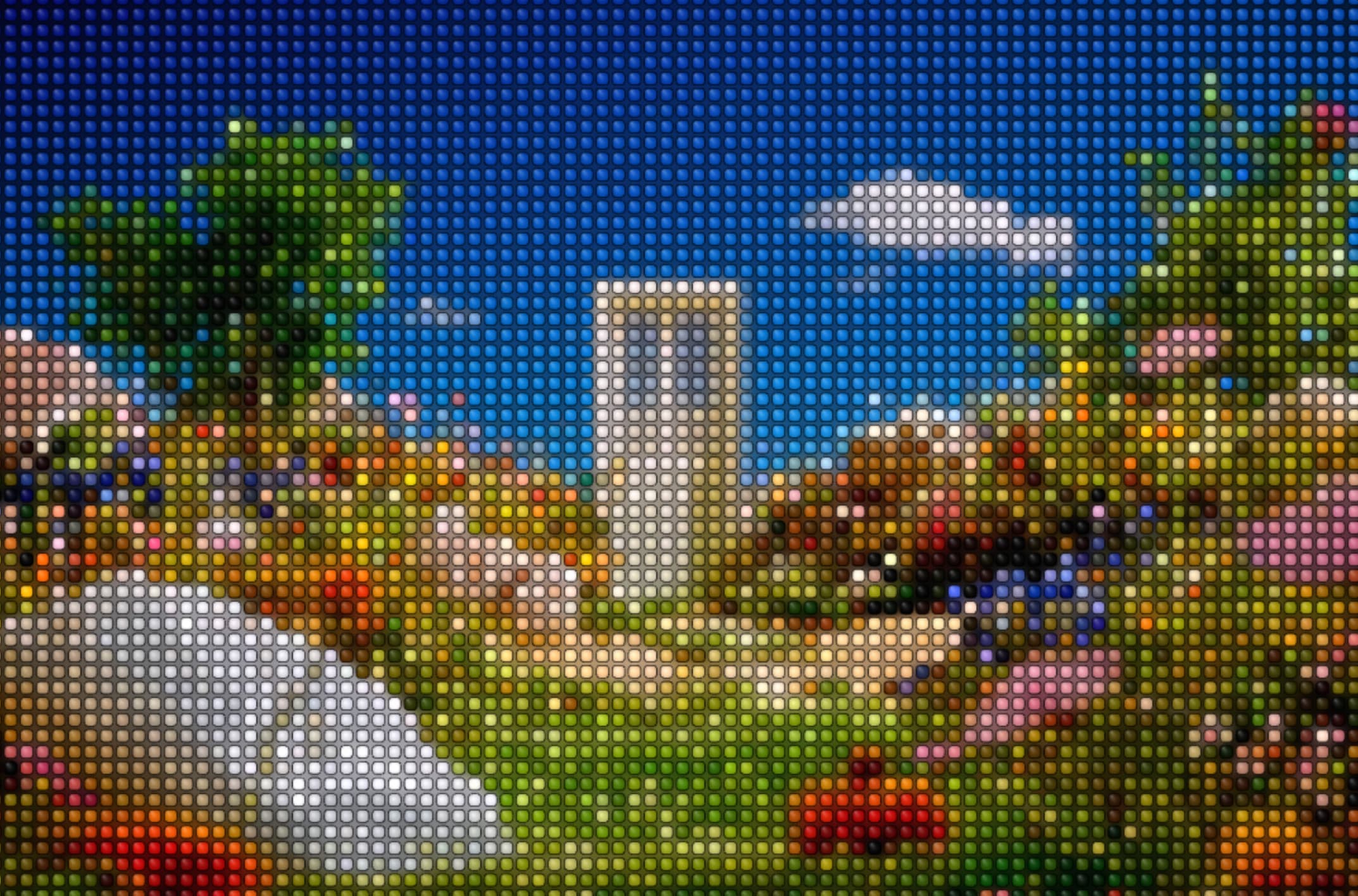 Bayer matrix dithering on landscape — ordered dither effect