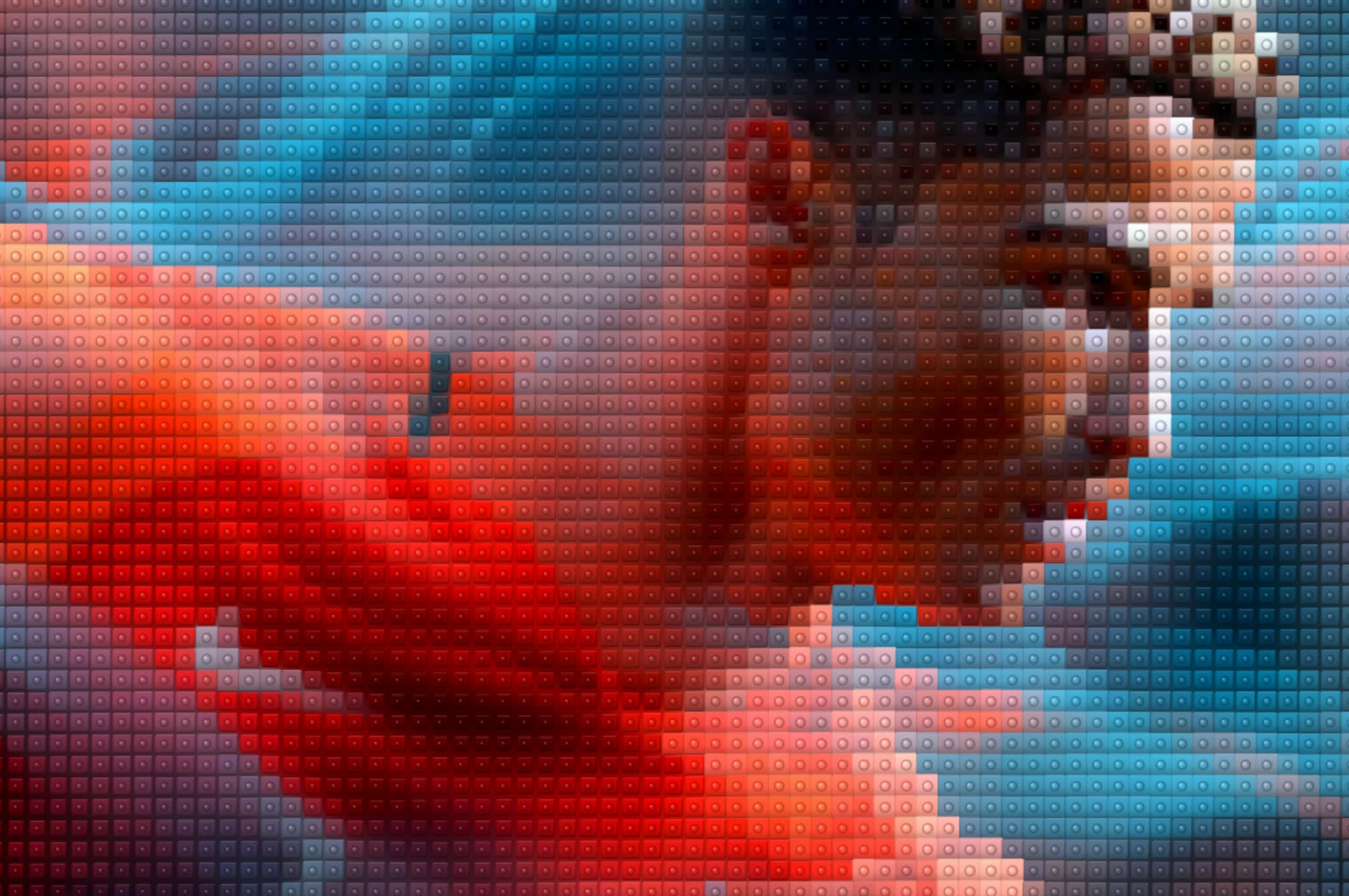 Lego effect on space scene — pixel block photo filter