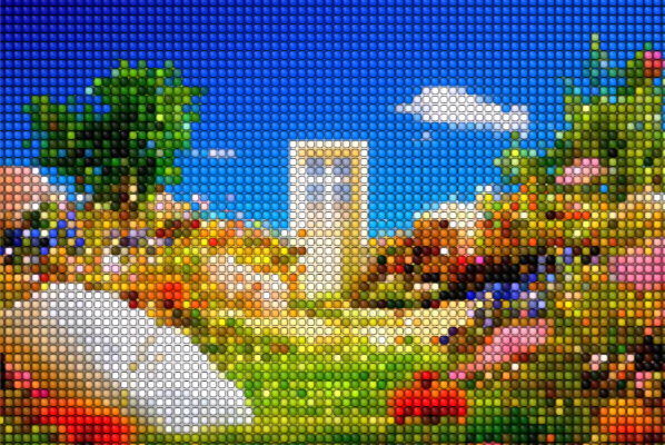 ASCII text effect on landscape